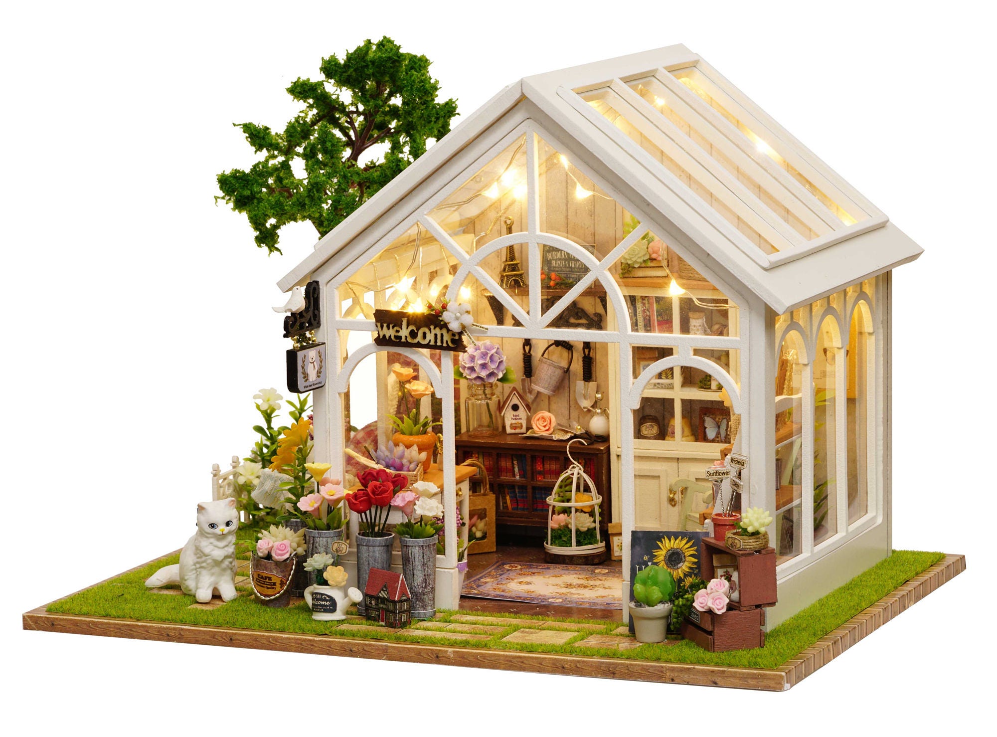 0124 DIY Miniatur Puppenhaus Kit Sonnenschein Gewächshaus
