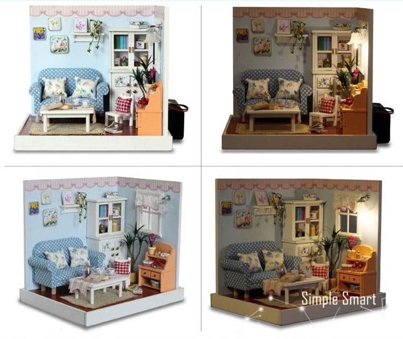 Miniature Dollhouse Room DIY Kit Home Sweet Home Series Living Etsy