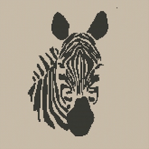 Zebra Head Silhouette Counted Cross Stitch Pattern