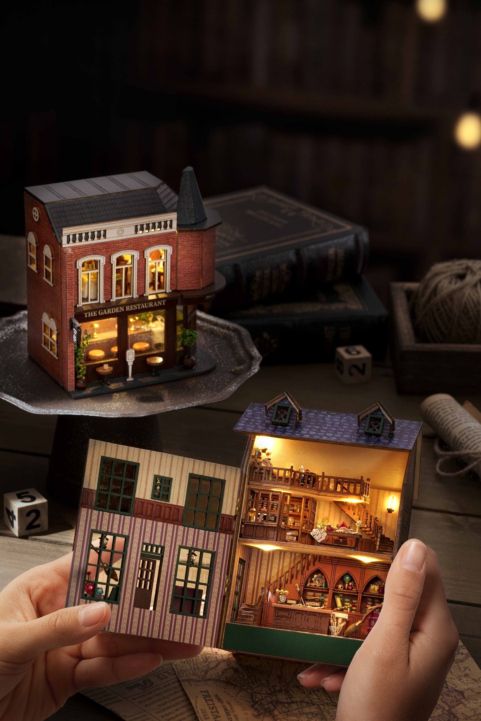 SUPER TINY Magic Shop Corner Restaurant DIY Miniature Dollhouse Scenery ...