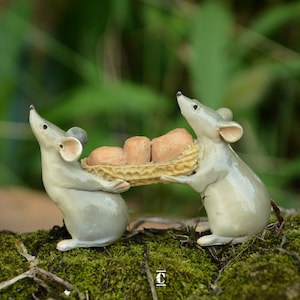 Little Rats Cute Mouse Mice Figure Statu Fairy Garden Terrarium Accessories Miniature Woodland Accessory Decoration Diorama