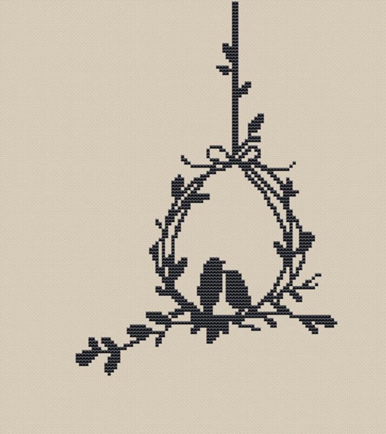 Two Birds in the Nest Silhouette Counted Cross Stitch ...