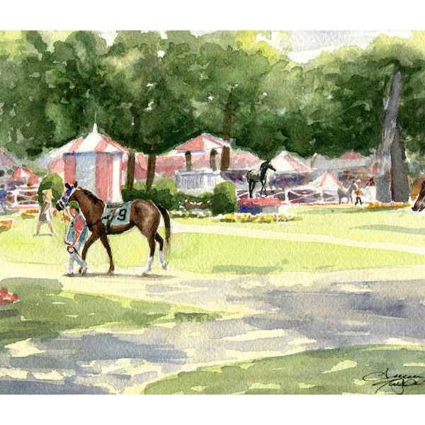 Saratoga Racetrack Paddock Painting