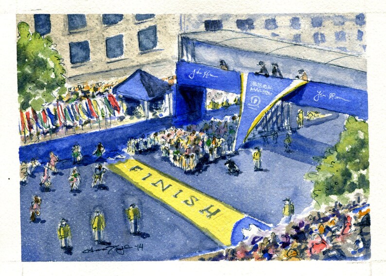 Boston Marathon Start/finish Watercolor - Etsy