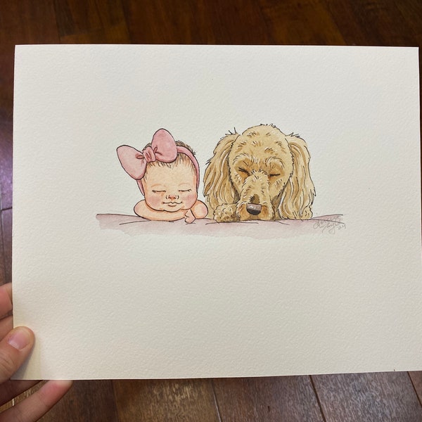 Baby and Puppy portrait