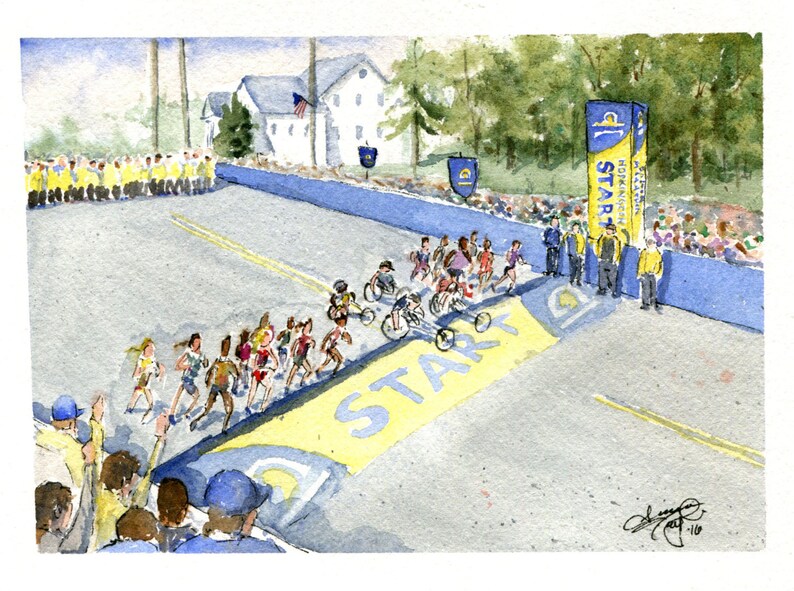 Boston Marathon Start/finish Watercolor | Etsy