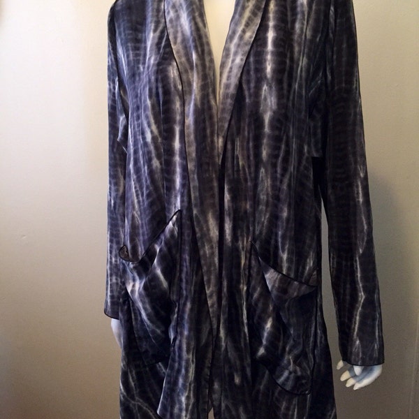 Gorgeous 1980's Grau tie dye print shibori drapy jacket kimono boho hippie luxe