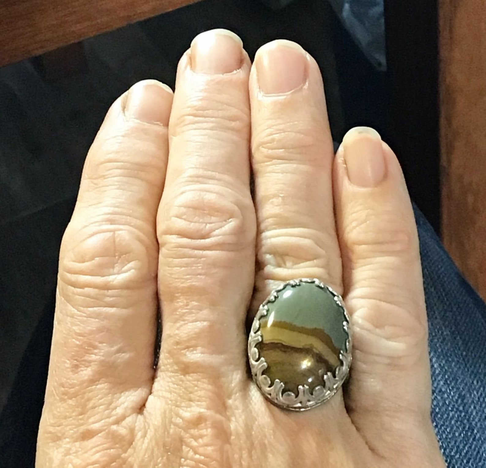 Sterling Silver & Wild Horse Jasper Ring Picture Jasper Ring Etsy