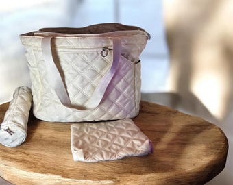 Quilted Puffer Tote Bag, Lightweight Travel Work Bag