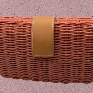 Wicker and Leather Clutch