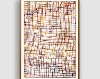 KLEINE VIERKANTJES (oranje) van #anafrois. Kunstprint