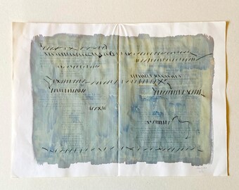 Twee pagina's (groen & zwart) van #anafrois. Originele tekening.