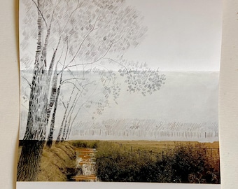 LANDSCAPE (gold) by #anafrois . original drawing