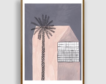 HOUSE & PALMTREE by #anafrois . art print