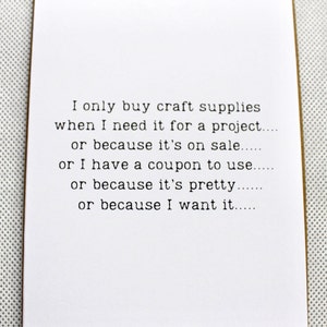 Funny card for a Crafter, quirky cards, friendship card, Blank Note Card