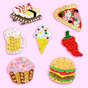 Food Themed Golf Ball Markers With Swarovski Crystals | Hat Clip Included | Foodie Golf Gift | Cupcake, Ice Cream, Milkshake, Beer