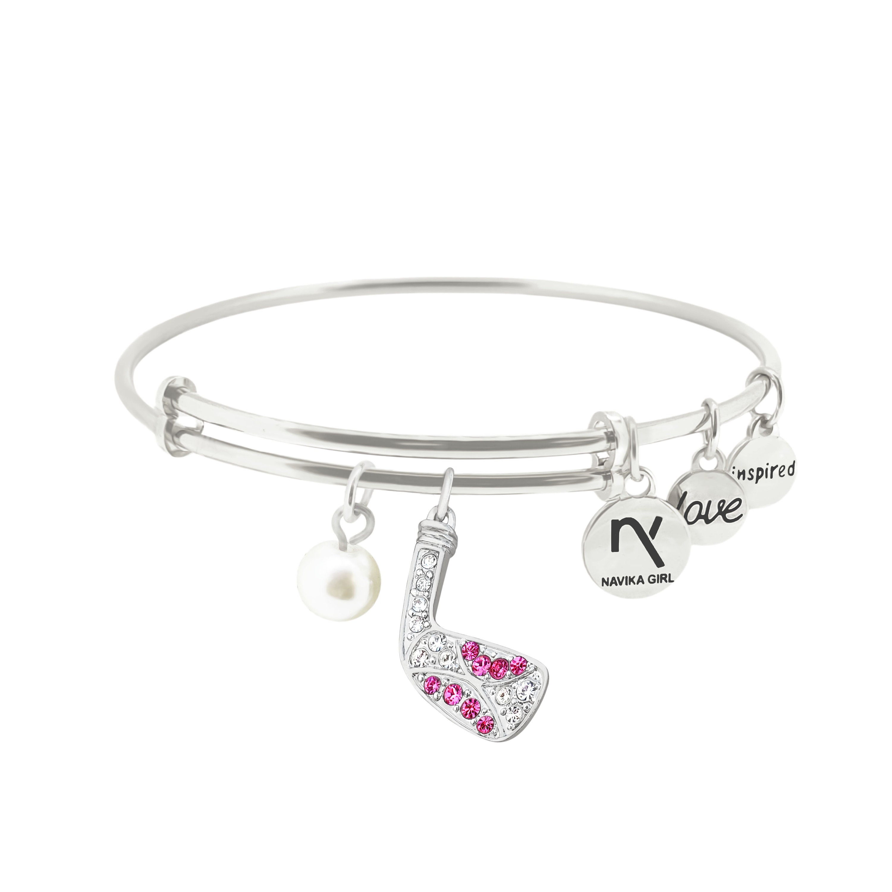  Navika Tiffany Style Good Luck Golf Bracelet with 4-Leaf Clover  & Bag Charm : Clothing, Shoes & Jewelry