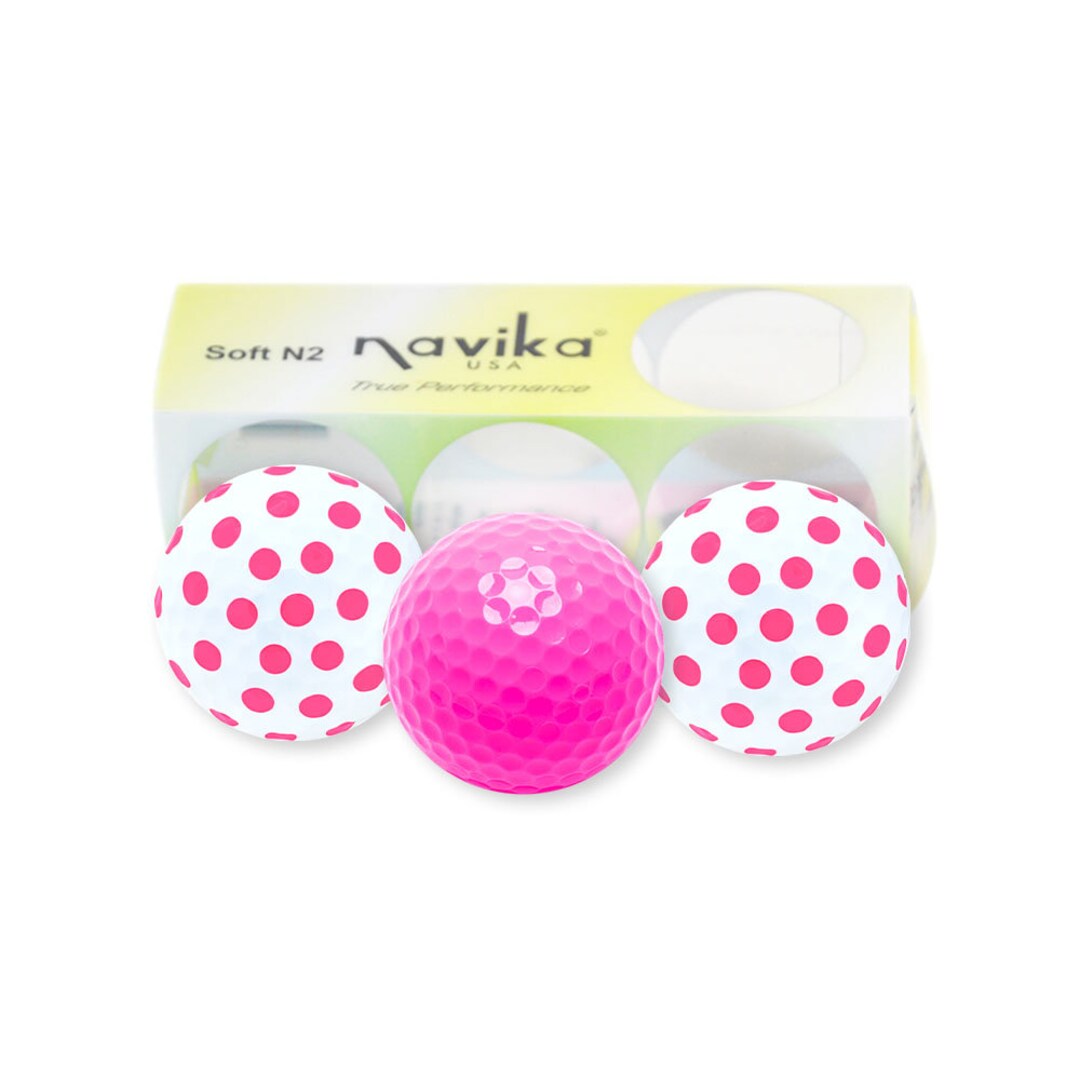 Barbie Themed Golf Ball Set Hot Pink Golf Ball & Pastel Pink Polka Dots on White Golf Ball Girly