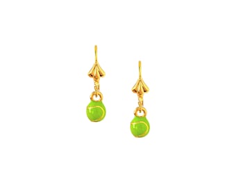 Tennis Ball Dangle Earrings | Gold Or Silver | Jewelry for Tennis Enthusiasts | Gift for Women Tennis Players | Tennis Themed Accessory