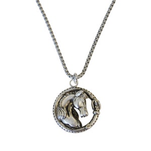 Silver Antiqued Finish Bardot Horse Pendant Necklace | Equestrian Themed Jewelry | Gift For Horse Lovers | Accessory for Women
