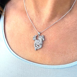 Epona Galloping Micropave Crystal Horse Pendant Necklace | Equestrian Themed Jewelry | Gift for Horse Lovers | Silver Horse Accessory