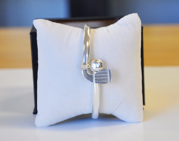 Sterling Silver Golf Themed Bangle for Women Adjustable Bangle