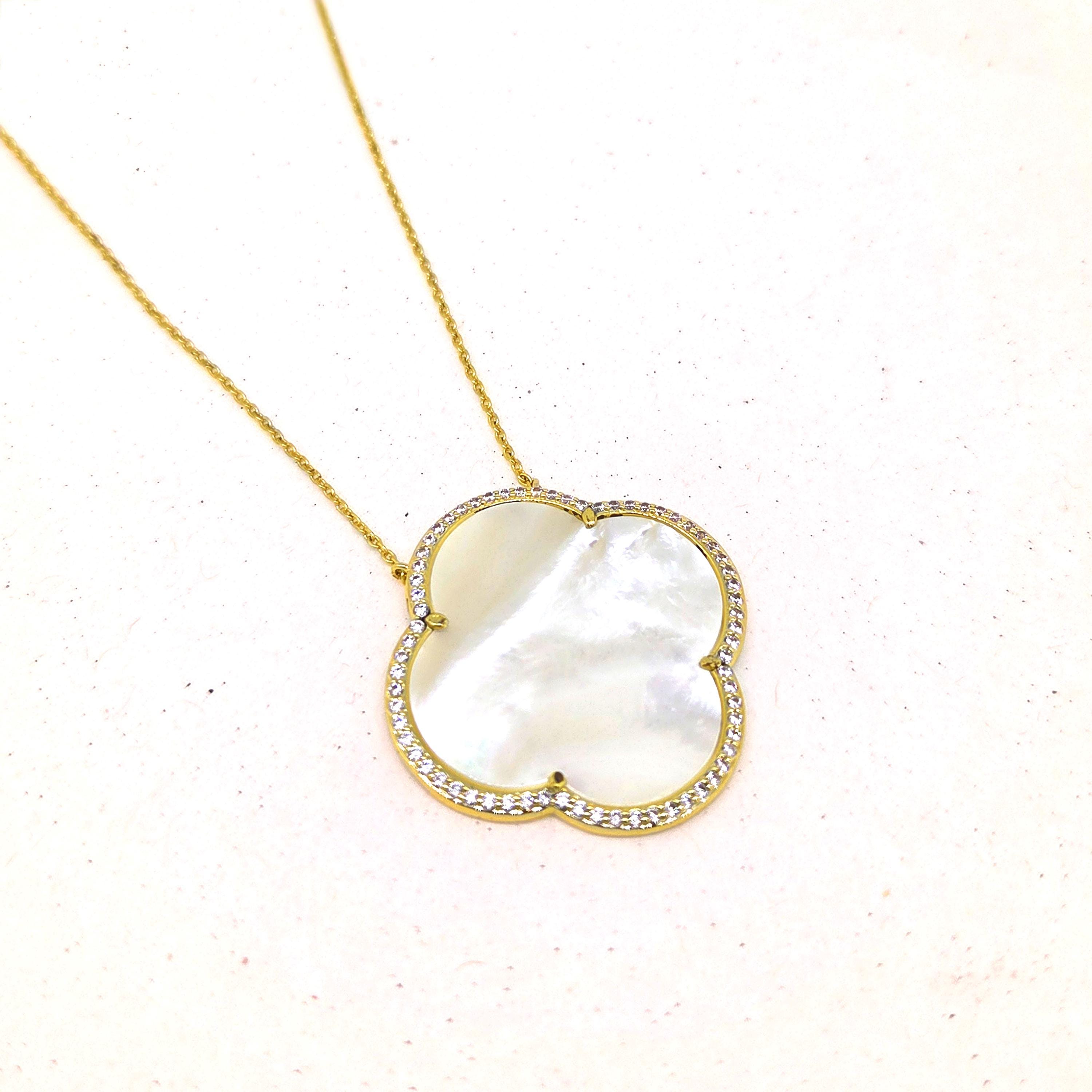 ★ROSEMONT★ Silver Clover Pearl Necklace RA24C23J Pearl Clover ~ Kette – JaVi Jewelery