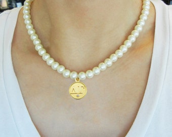 Delta Gamma Pearl Necklace Gold or Silver