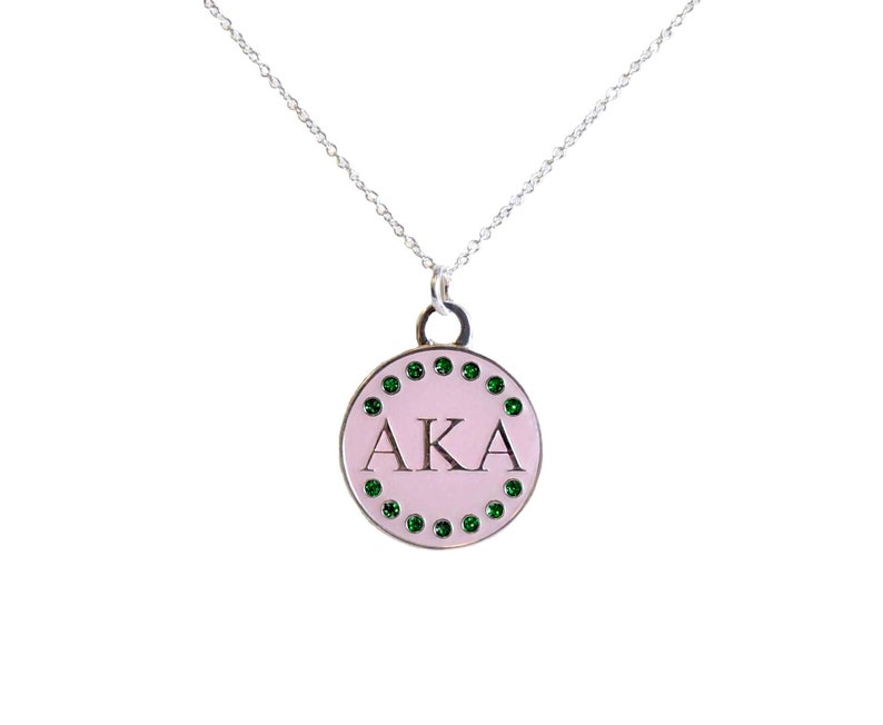Alpha Kappa Pink Green Signature Necklace Aka Gold Image 0
