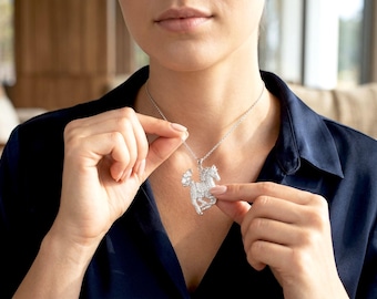 Crystal Galloping Horse Pendant Necklace | Equestrian Jewelry Gift