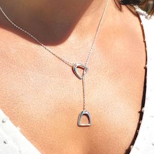 Sterling Silver Double Stirrup Necklace | Equestrian Jewelry | Horse Themed Accessory for Her | Equestrian Birthday Gift