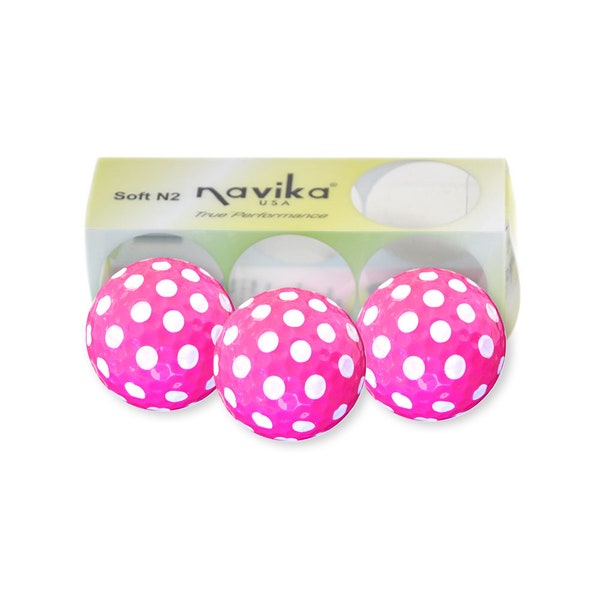 Hot Pink Golf Balls with White Polka Dot Print (Sleeve of 3) | Cute Pink Girly Golf Balls | Easter Themed Golf Gift for Her | Great for Kids