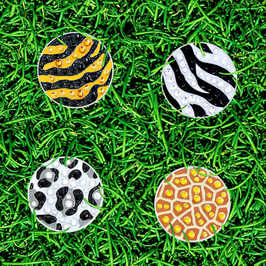 Animal Print Golf Ball Marker Combo Adorned With Crystals From