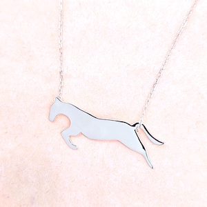 Sterling Silver Arion Jumping Horse Pendant Necklace | Equestrian Themed Accessory for Horse Lovers | Gift for Women | Silver Horse Jewelry