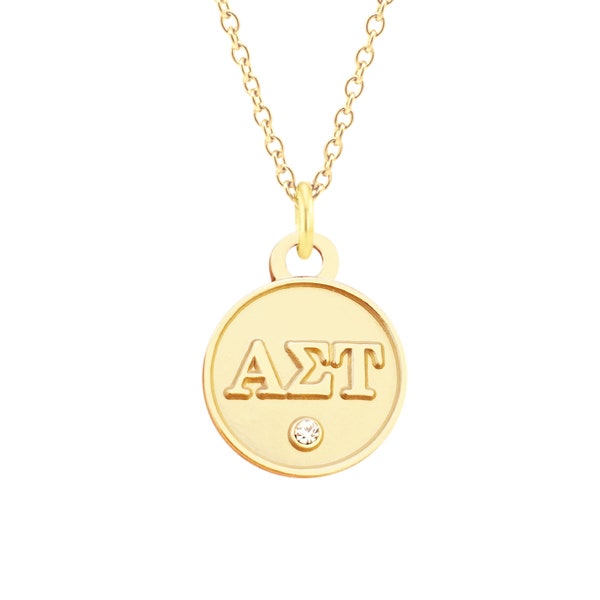 Alpha Sigma Tau Lavalier Necklace - Gold