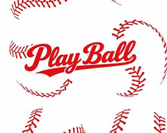 Play Ball Baseball Design with Red Stitching Sports SVG/PNG for Shirts, Tumblers & Crafts