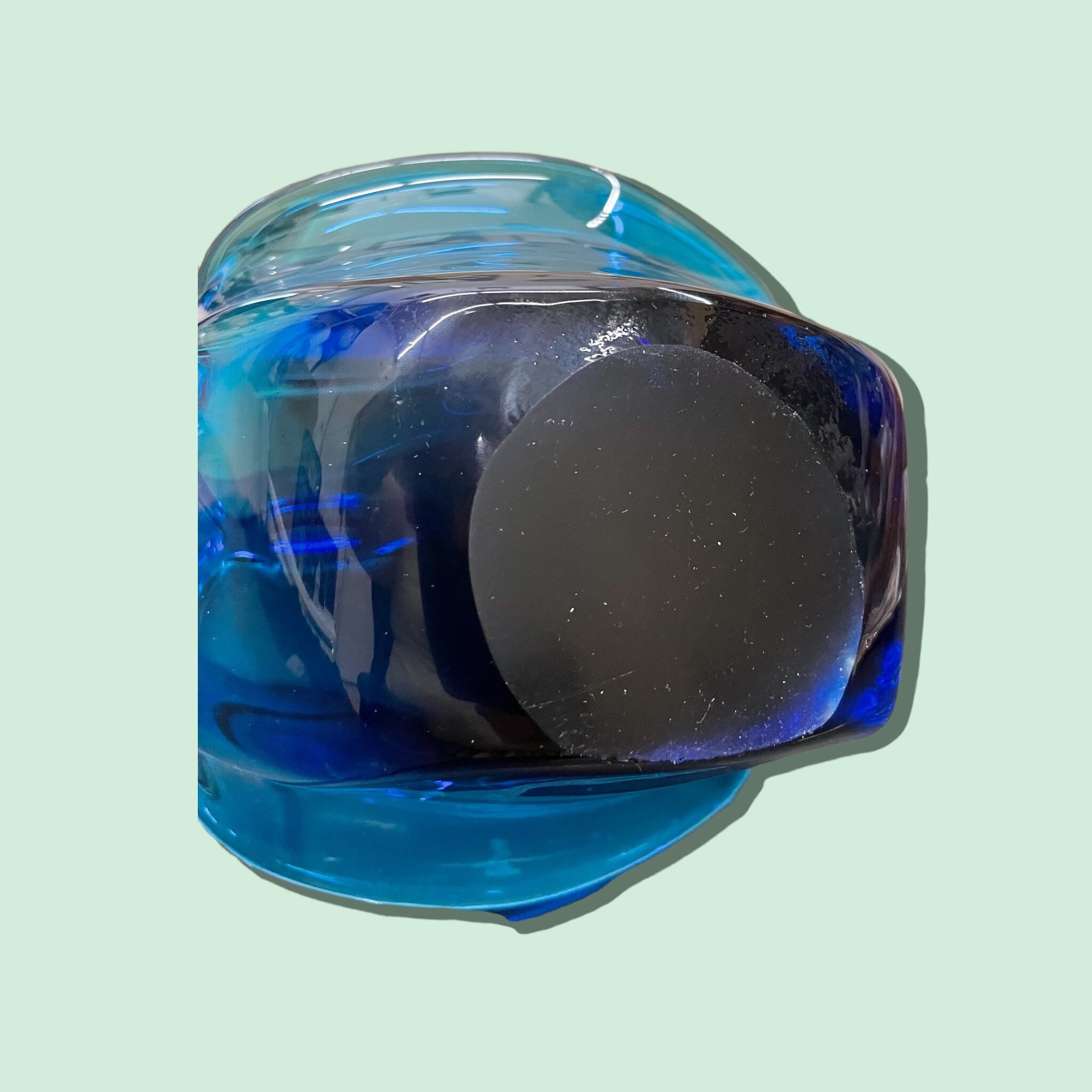Vintage Murano Glass Basket Blown Cased Clear Over Blue - Etsy 日本