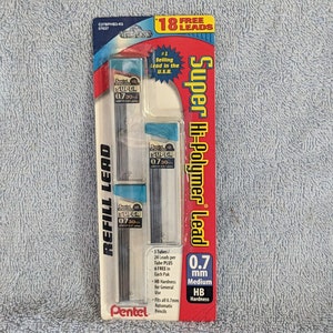 Vintage Pentel Mechanical Pencil Super Hi Polymer 0.7mm HB Refill Lead 180-Count Made in Japan
