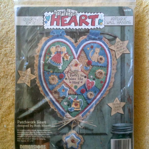 Applique Wall Hanging Kit Patchwork Heart From the Heart Quick N Easy Ruth Ninneman Dimensions 1995 Vintage