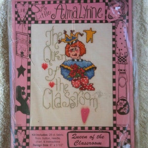 Alma Lynne Cross Stitch Kit Queen of the Classroom Vintage 2001 New