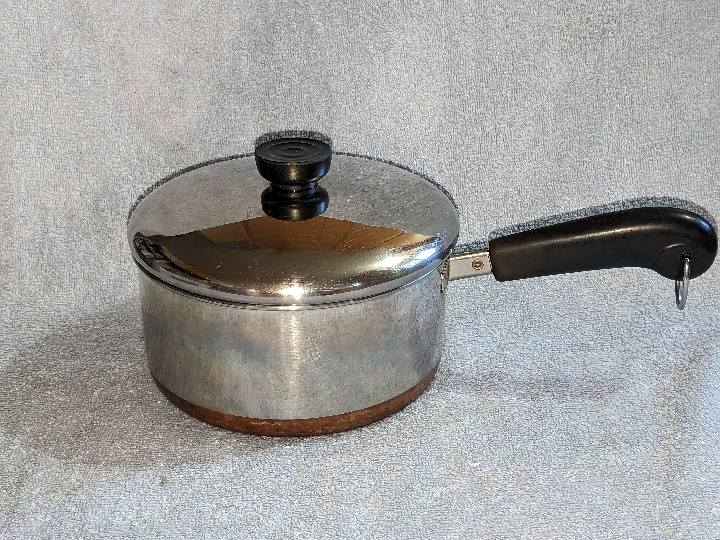VINTAGE STAINLESS STEEL COPPER CLAD REVERE WARE 12 ROUND GRIDDLE GRILL PAN