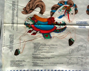 Cranston VIP Carousel Horse Sew and Stuff Fabric Panel (New Old Stock)