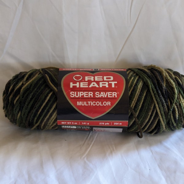 Red Heart Super Saver Multicolor Yarn Camouflage 5 ounces 278 Yards Worsted Weight 100% Acrylic Machine Wash and  Dry Made in USA