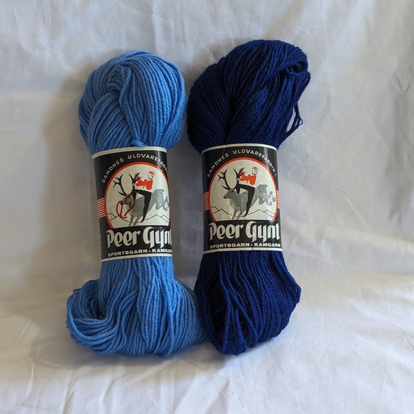 2 Skeins Vintage Peer Gynt Wool Yarn 100% Virgin Wool Made in Norway Sport Yarn Worsted