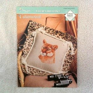 Needlecraft Shop Natures Brilliance Cross Stitch Chart Collector&#39;s Series Catamount Cougar Mountain Lion Used Vintage 1990s