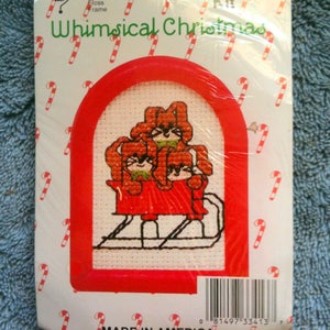 Whimsical Christmas Cross Stitch Kit Bunnies Sledding Christmas Decoration Christmas Project  Deserdog