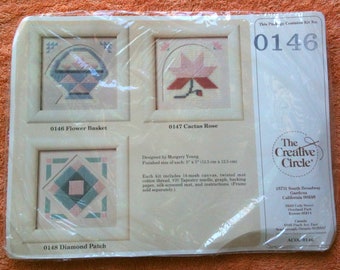 Creative Circle Flower Basket 0146 Margery Young Vintage 1989 Embroidery Kit Longstitch Kit