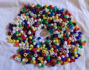 Plastic Pony Beads and Mini Pony Beads Assorted Colors Over 550 Beads