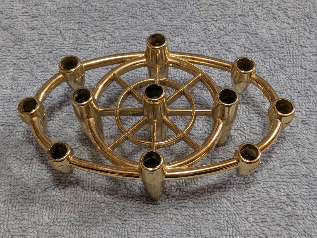 Vintage Midcentury Colonial Candle Company of Cape Cod Vintage Oval Candle Holdergold Color