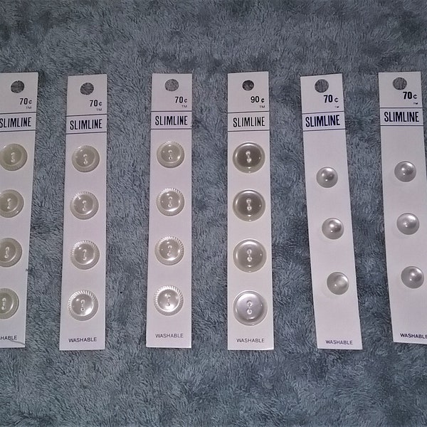 Vintage Slimline Streamline Buttons White 3 Styles Cards Sold Separately